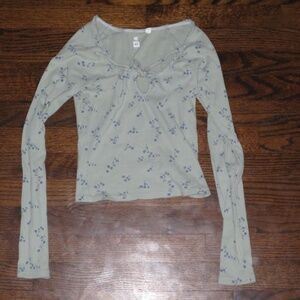 Brandy Melville/PacSun green and blue flower top